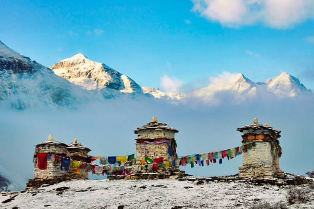 Buddhist stupa in Jomolhari base camp, Paro Bhutan.